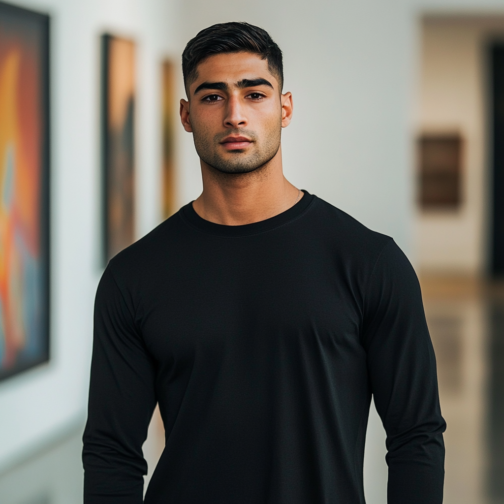 Middle Eastern Male Model in Gildan T-Shirt