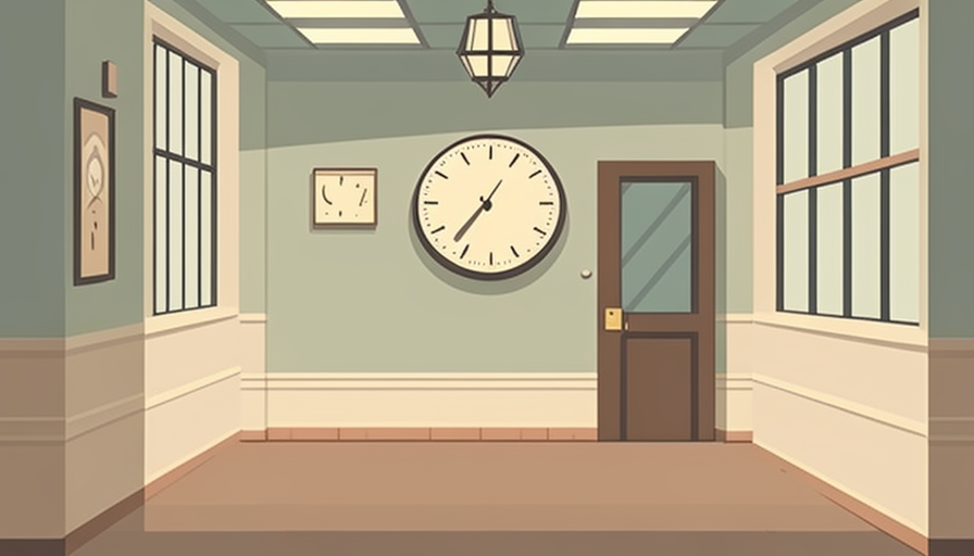 Cartoon Minimalist Office Interior Clock