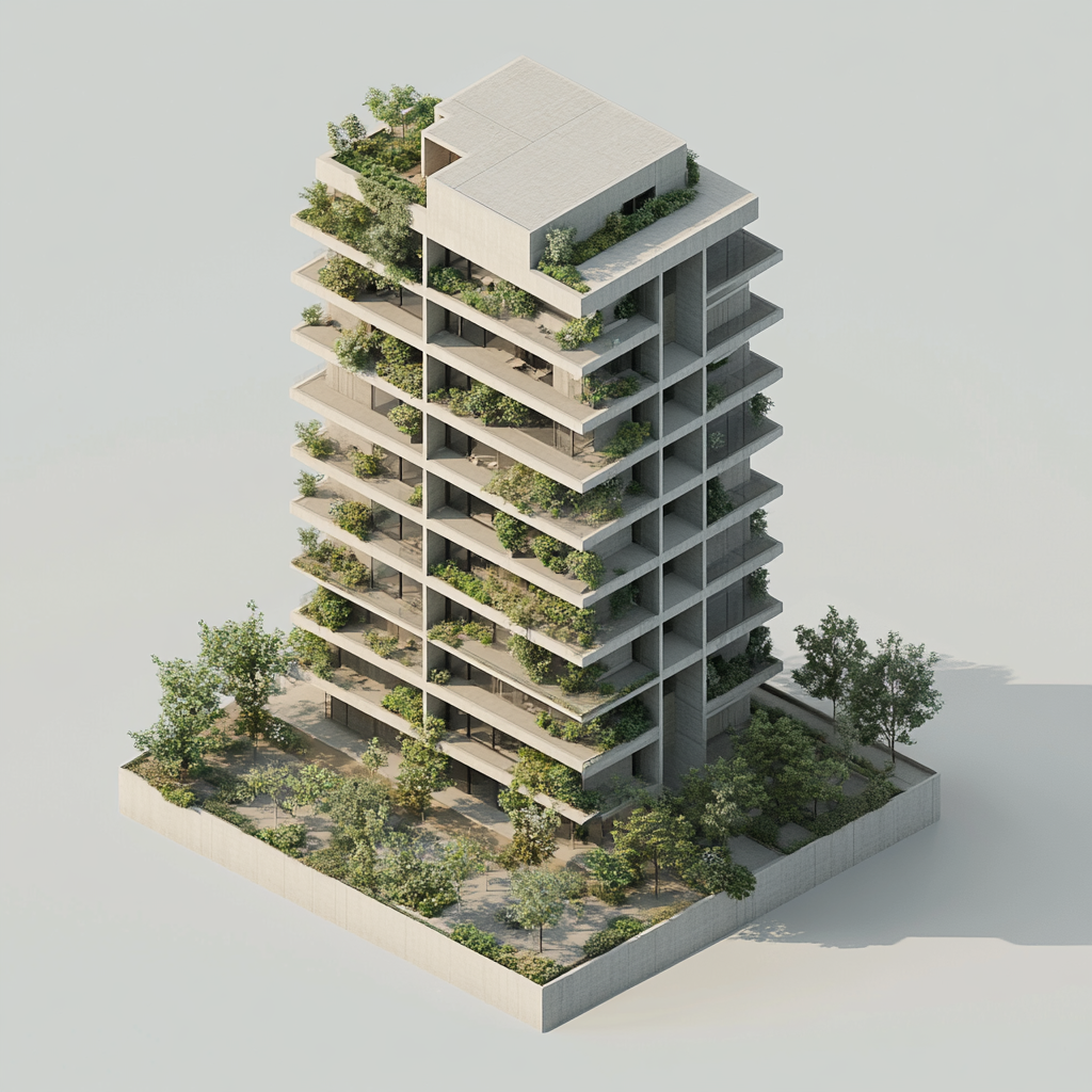 Minimalist Green Facade Building View