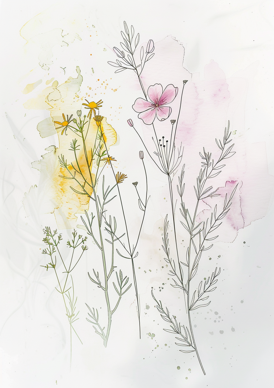 Minimalist Spring Wildflower Page Illustration