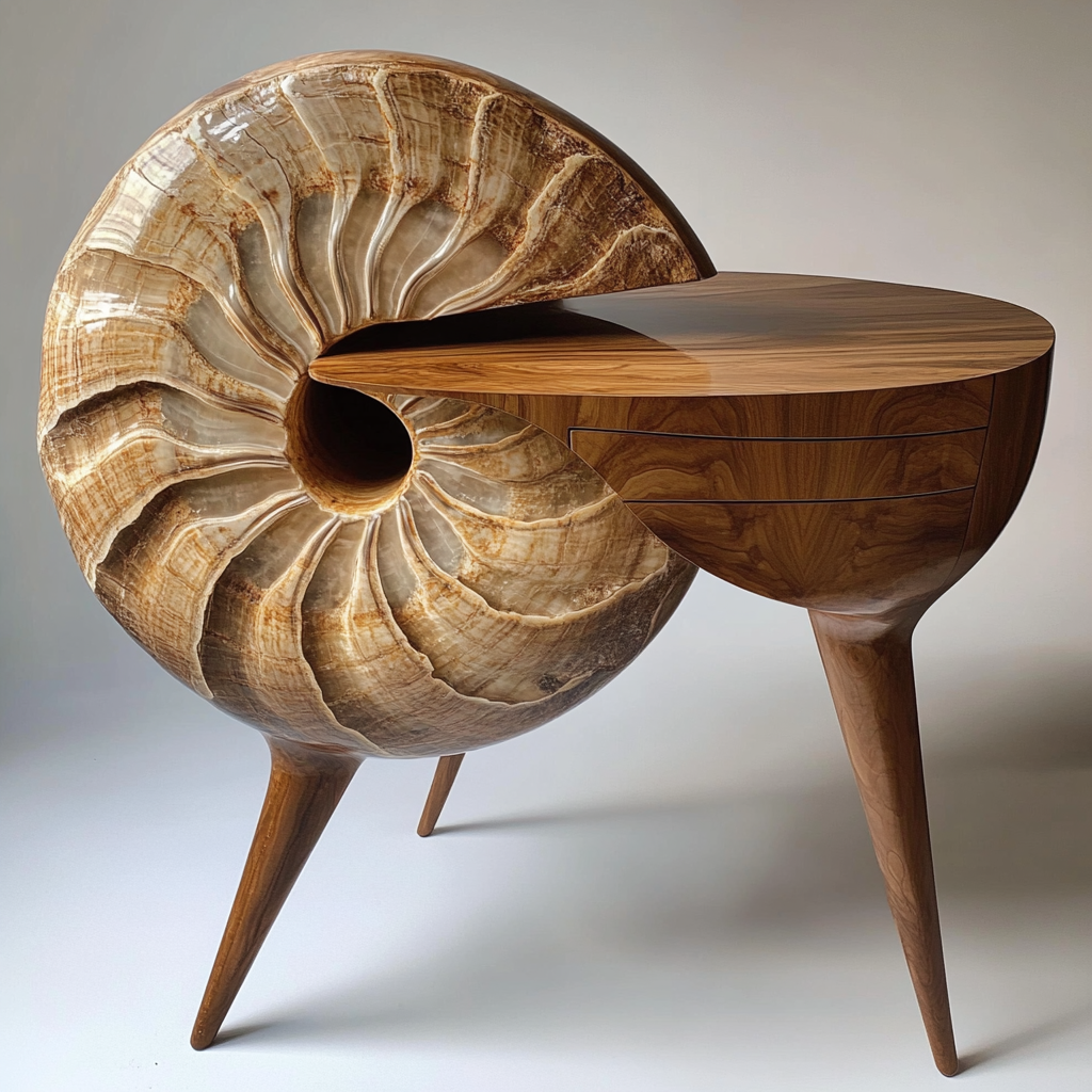 Modern Ammonite Fossil Desk Concept