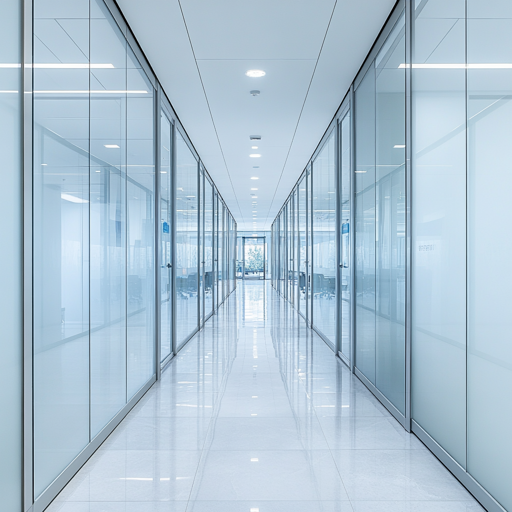 modern office hallway interior image