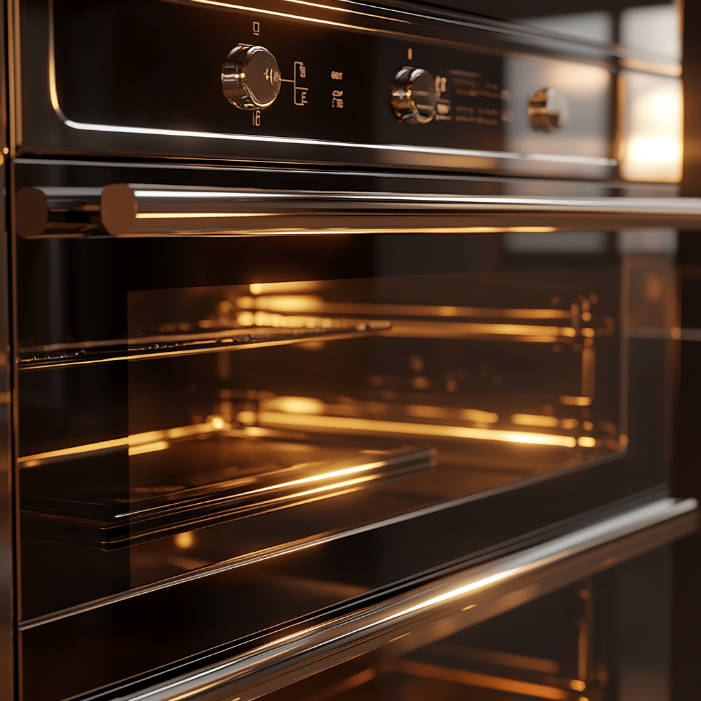 modern double wall oven polished