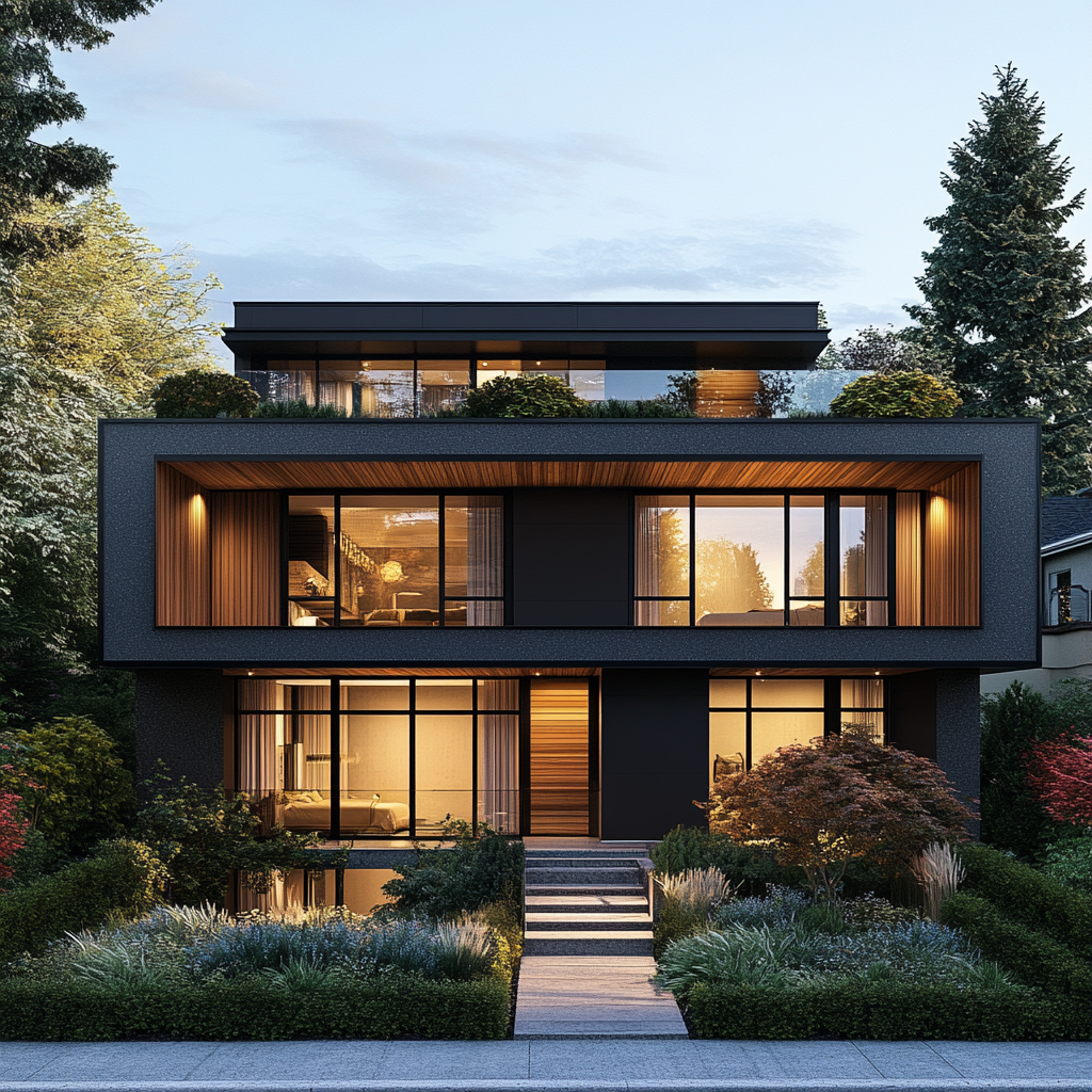 Modern Duplex Vancouver Neighborhood Exterior