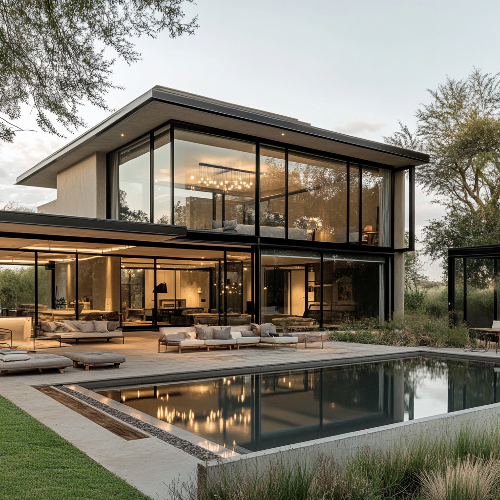 Modern glass link house in Botswana