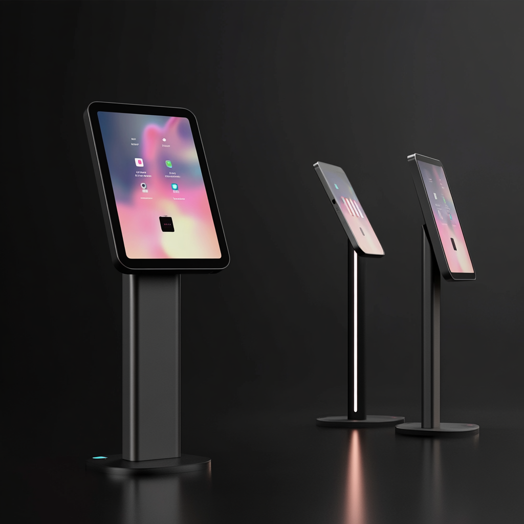 Minimalist iPad-like kiosk pedestal design