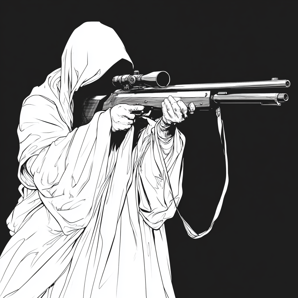 Monk Robe Shotgun Line Art