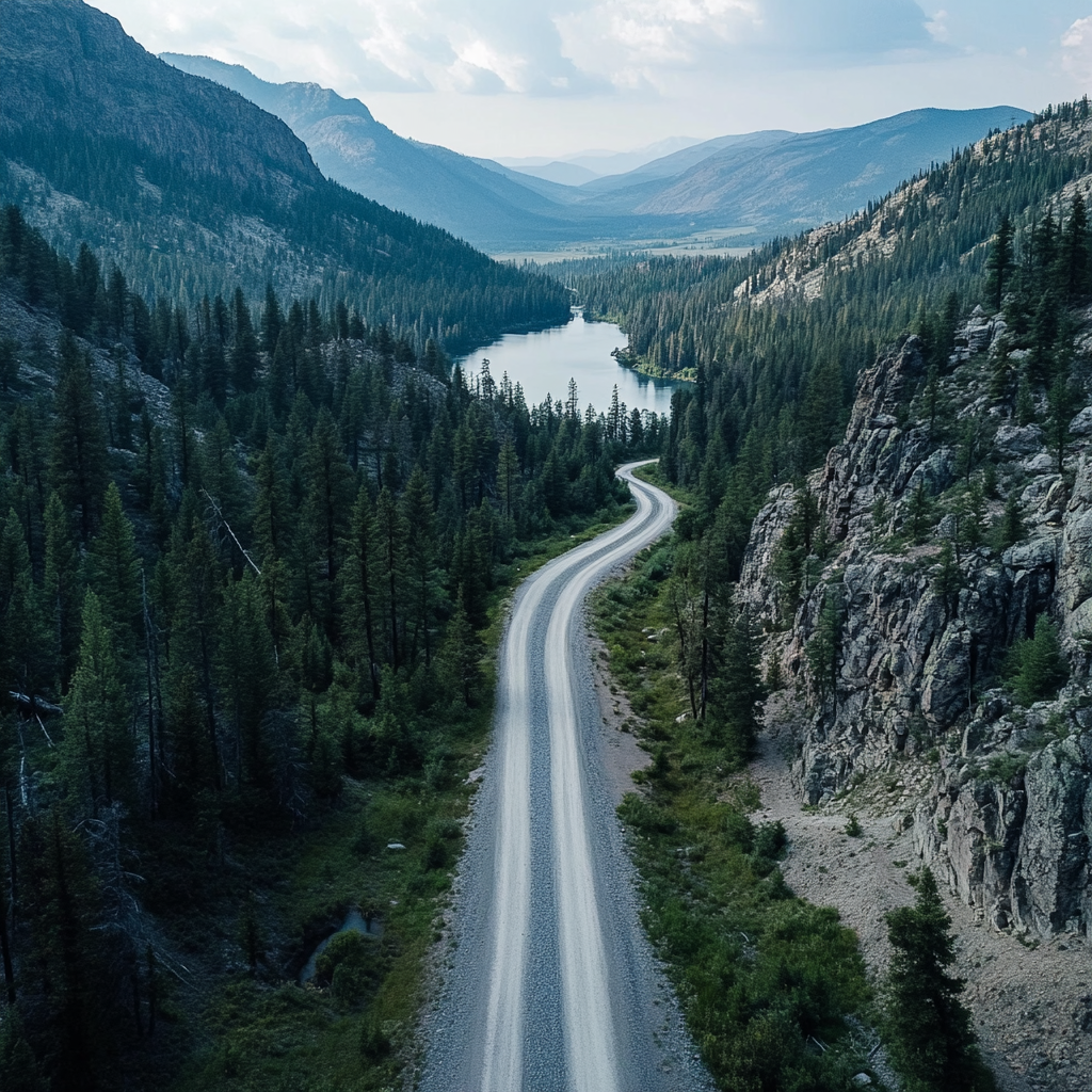 Gravel road in Idaho mountains