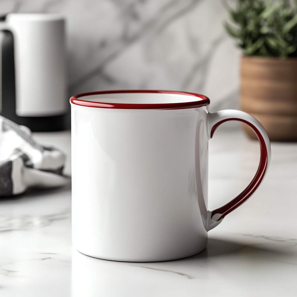 Blank Mug Mockup Red Rim