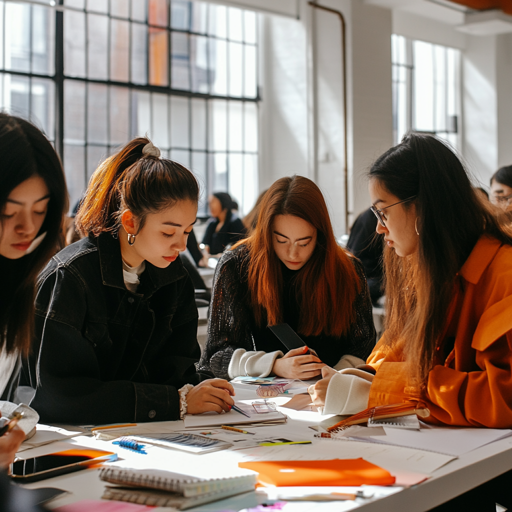 Multicultural Graduate Fashion Students Parsons Classroom