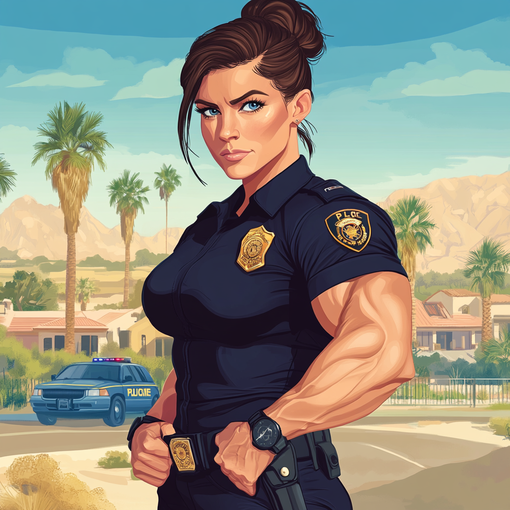 Muscular Female Police Officer Avatar