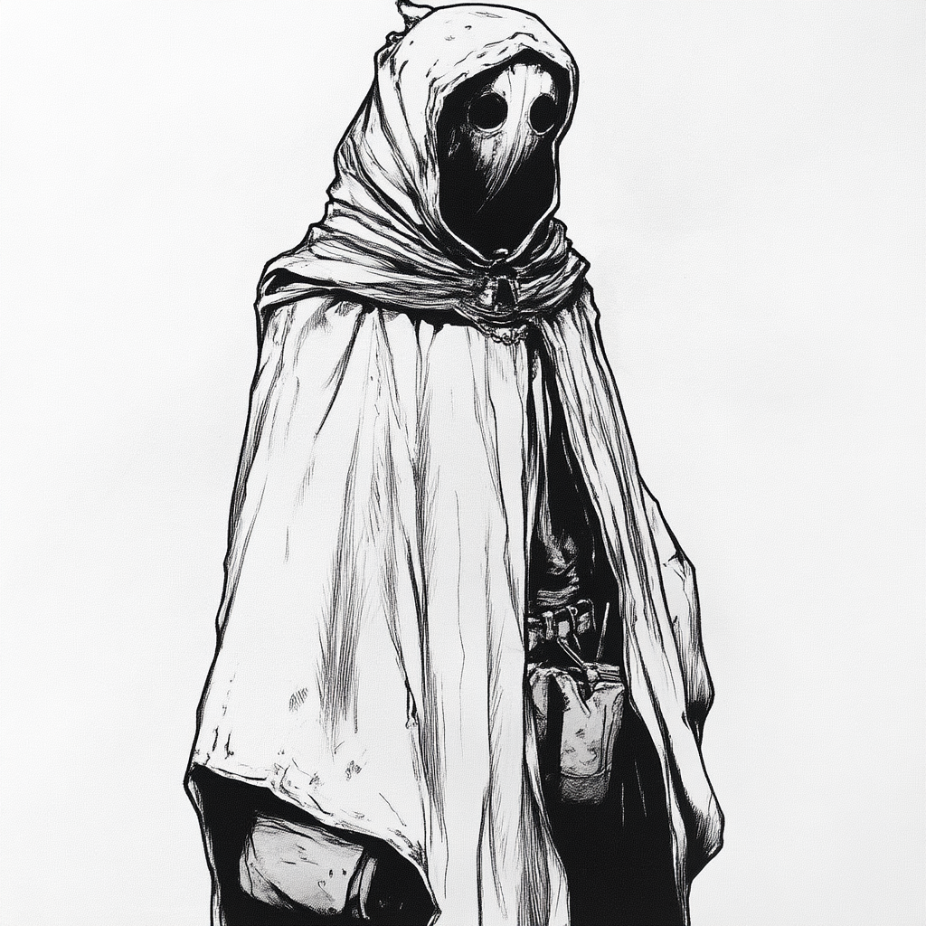 Mysterious Figure with Cape and Sack