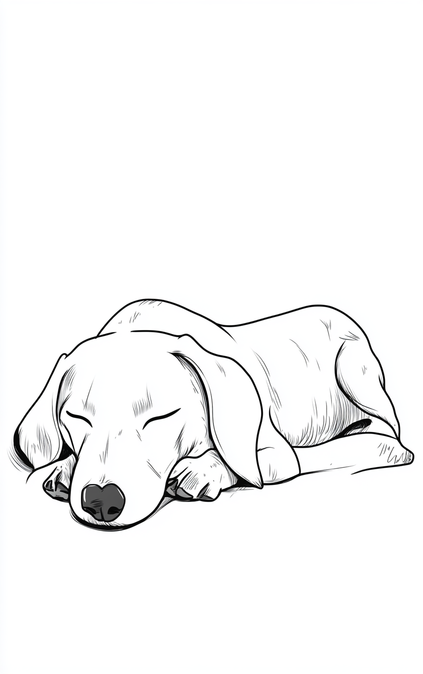 Napping Dachshund in Minimalist Style