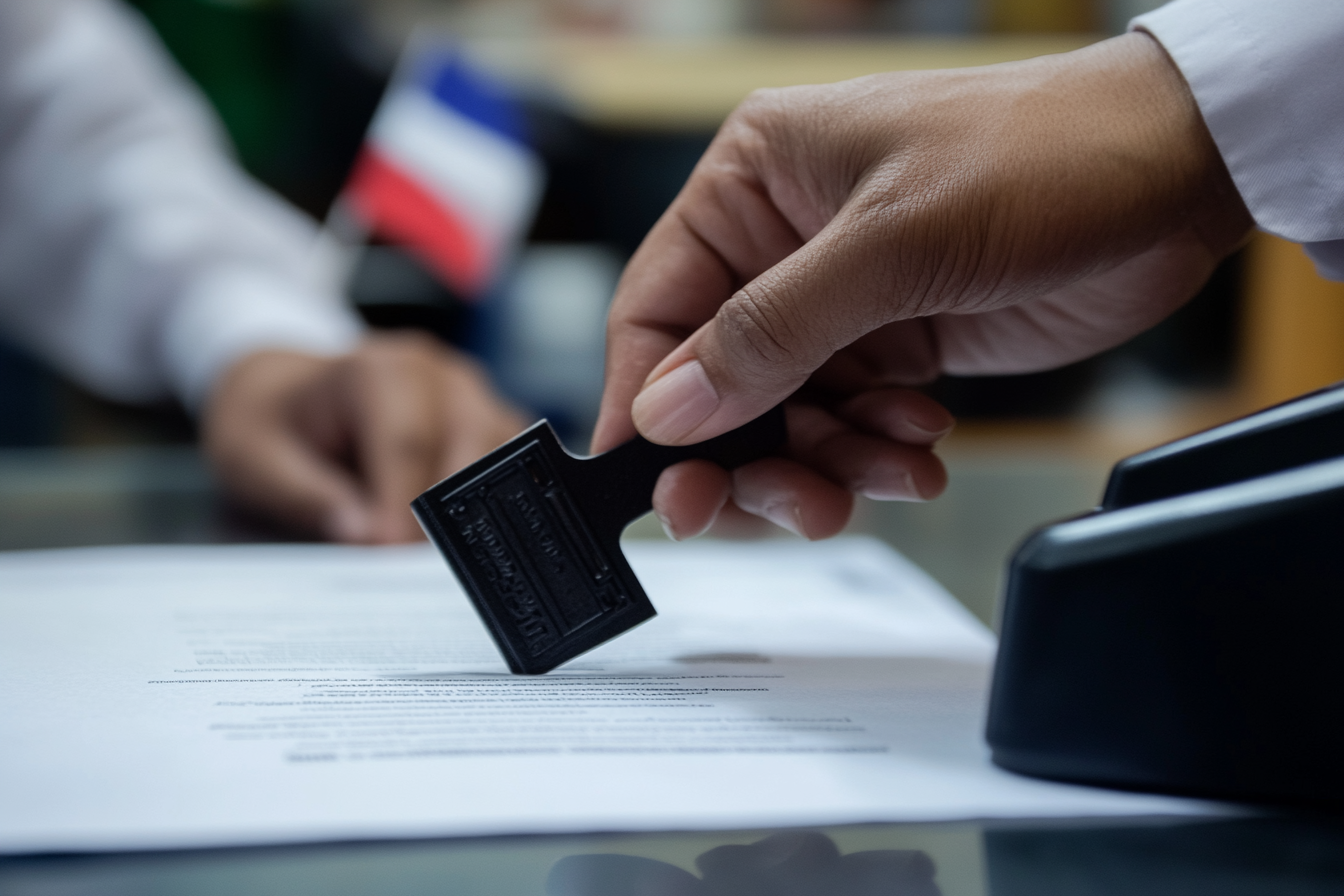 Notary Hand Holding Stamp Document