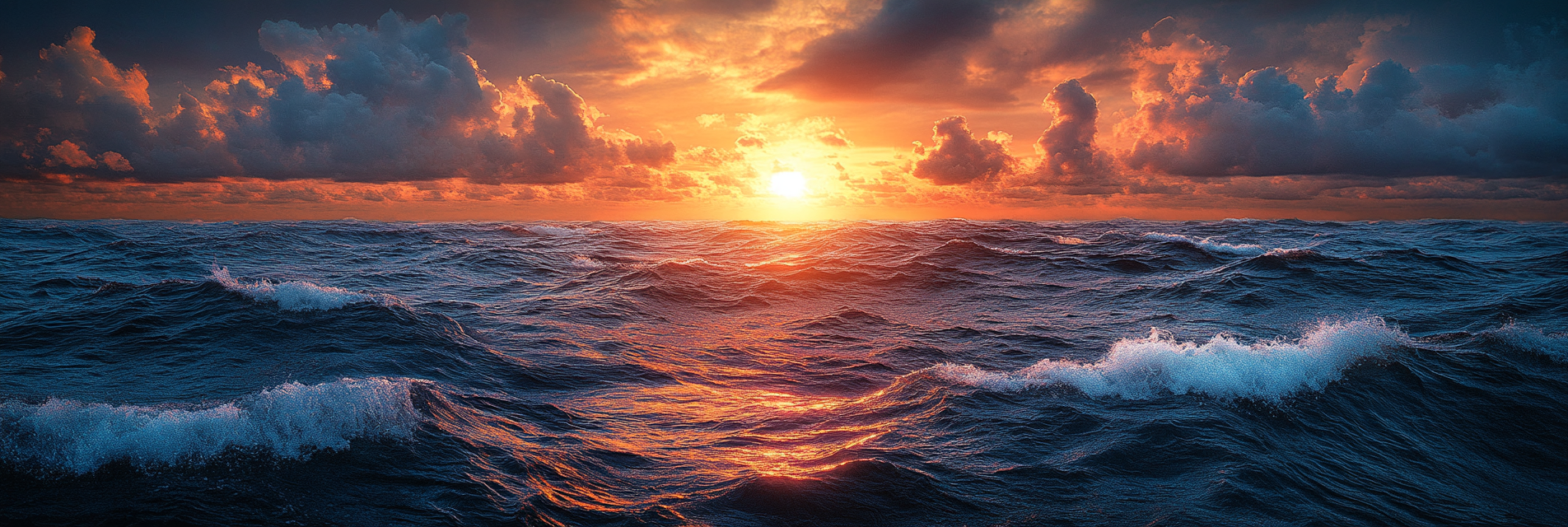 Stunning ocean waves under sunlight