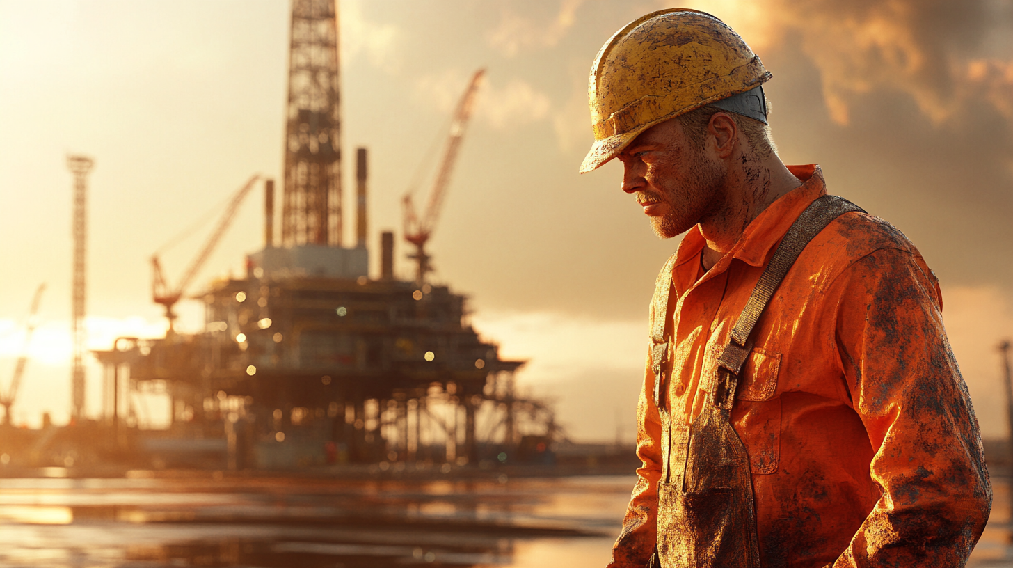 Oil Rig Worker in Orange Dungarees