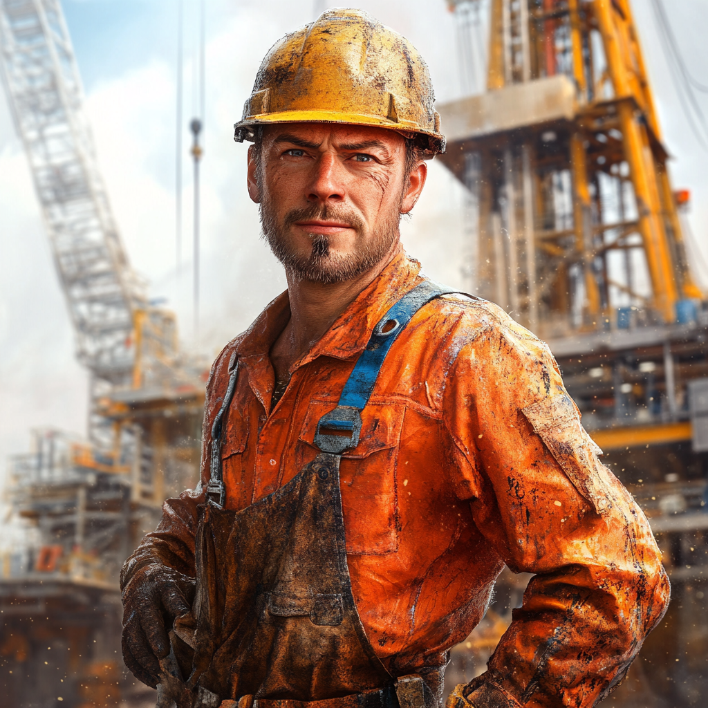 Oil Rig Worker in Dungarees