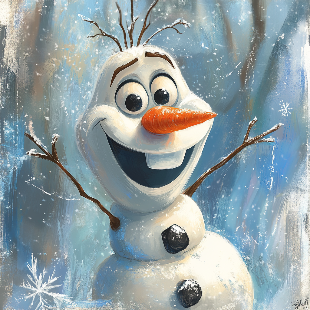 Charismatic Olaf Snowman Illustration