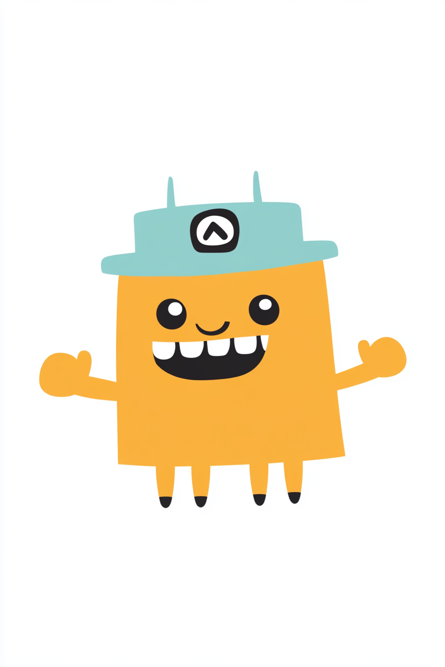 Orange creature with blue hat