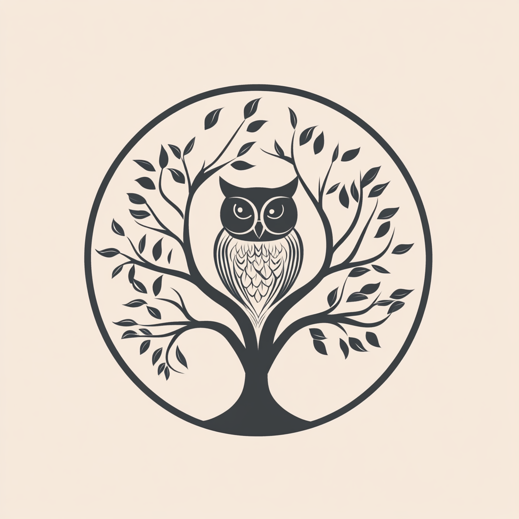 Owl in Tree Vector Art