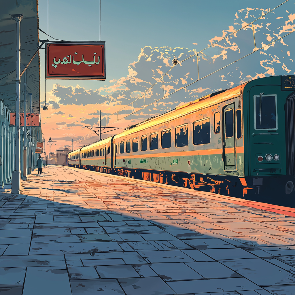 90s anime-style Pakistan Railways train