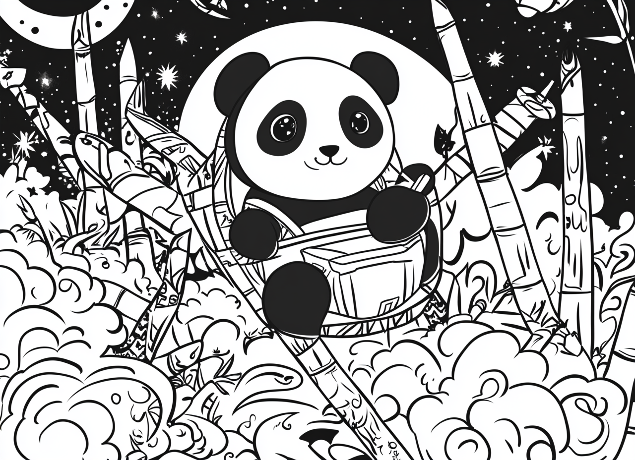 Cute Kawaii Panda Coloring Page