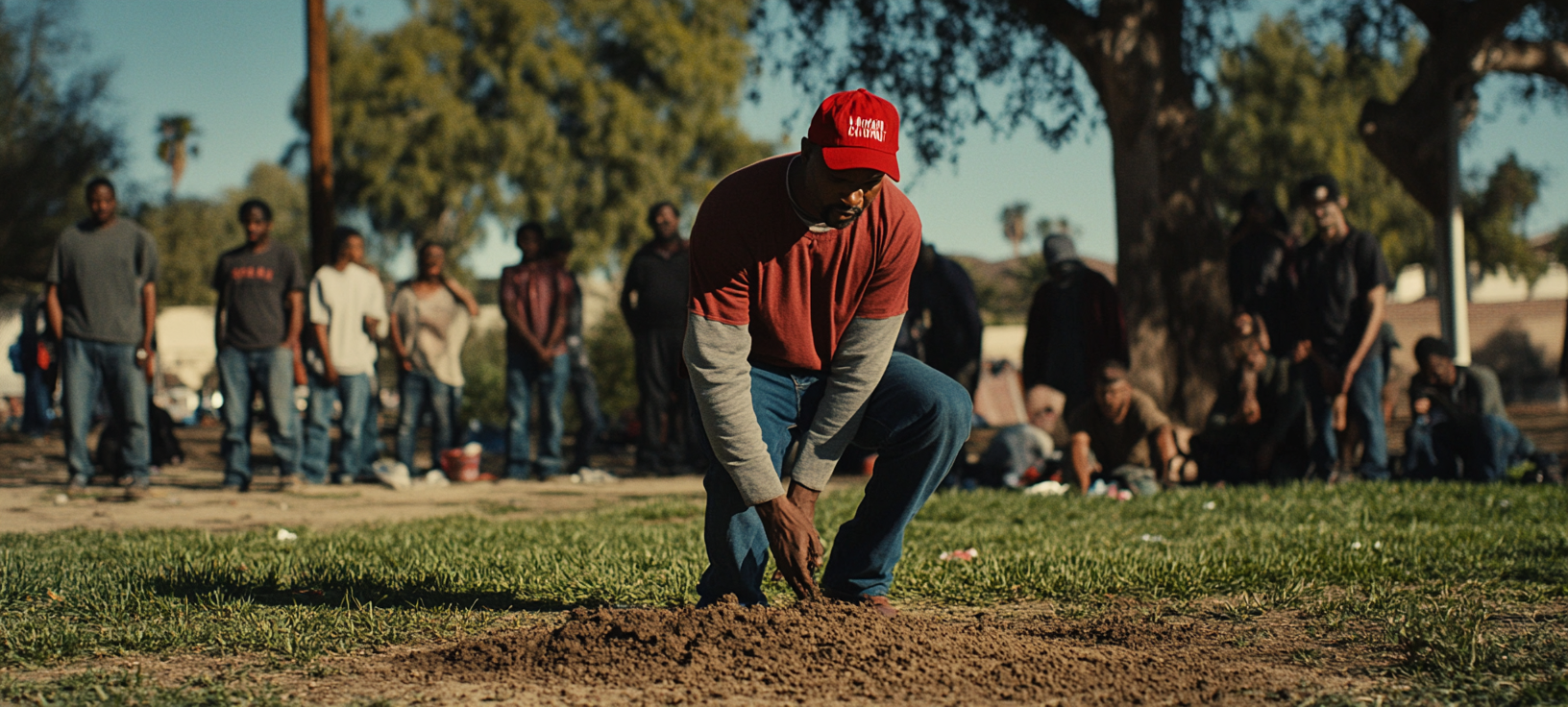 Anamorphic shot park Compton Marcus homeless