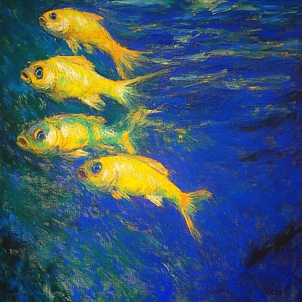 Colorful Fish Painting Underwater Scene