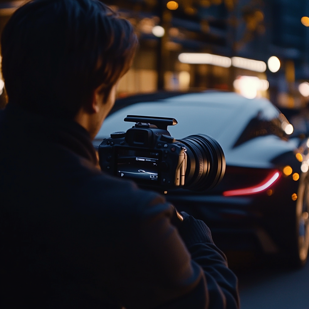 Person Filming Car with Sony