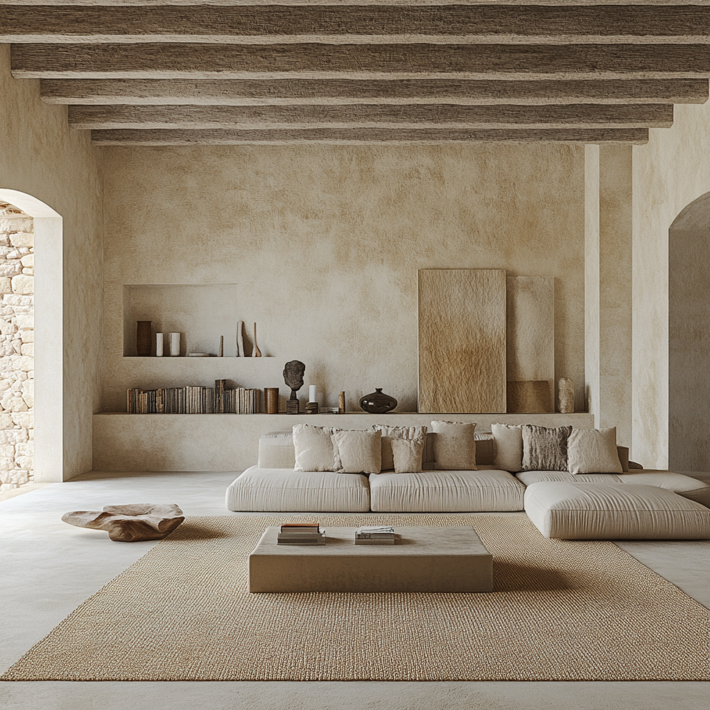 photorealistic image of modern villa sitting room in Maiorca