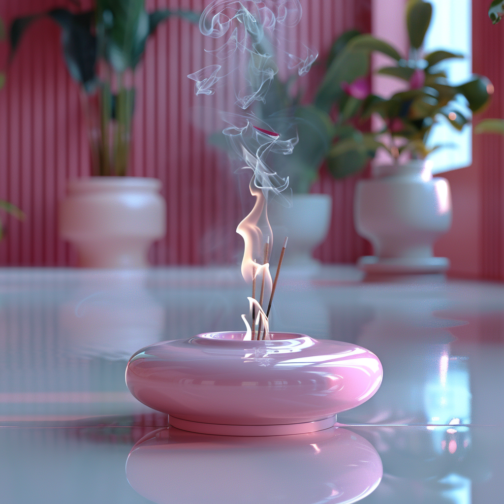 Pink Incense Stick Burning Clean