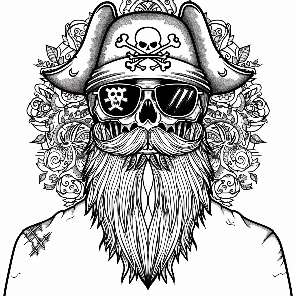 Pirate captain zombie with sunglasses and hat