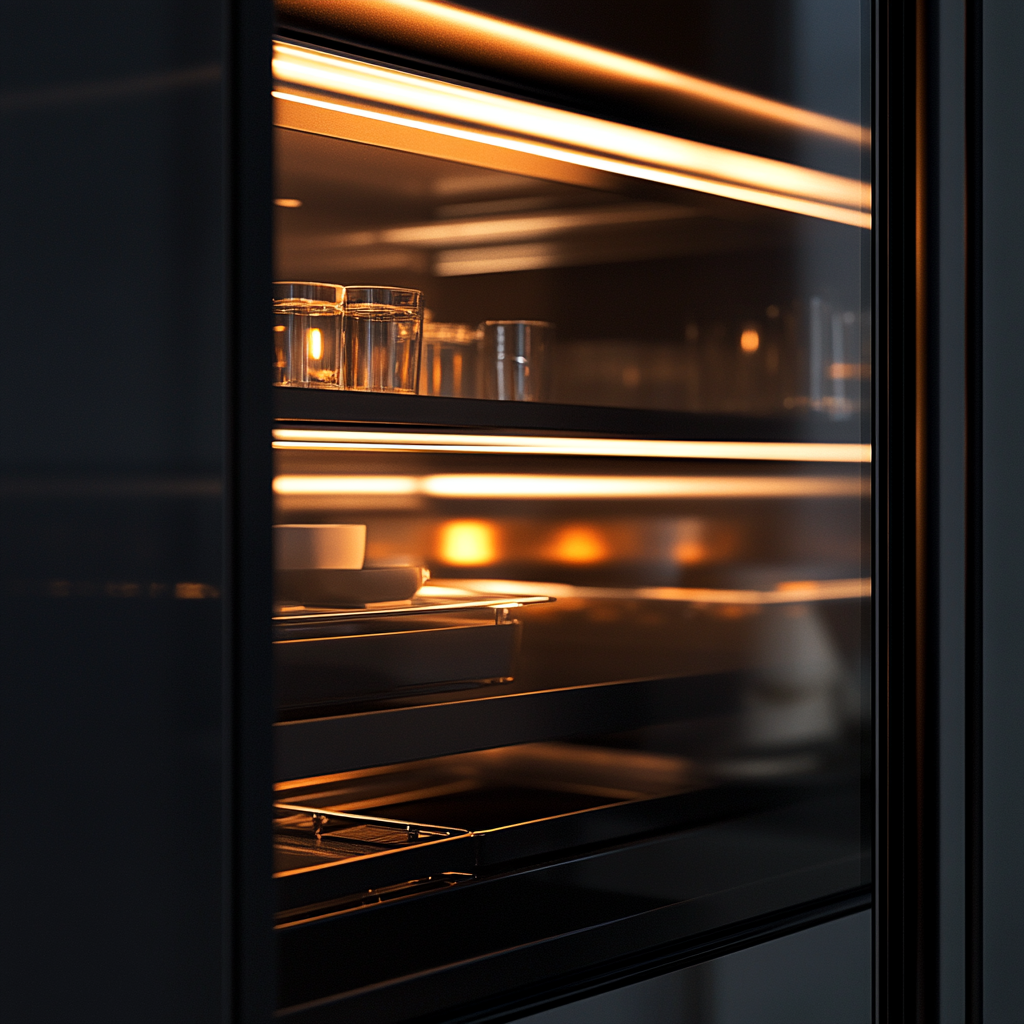 Dimly Lit Premium Refrigerator Close Up