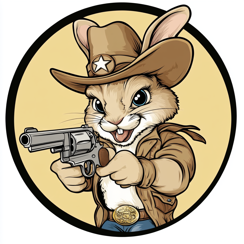 Rabbit Cowboy Gun Logo Illustration