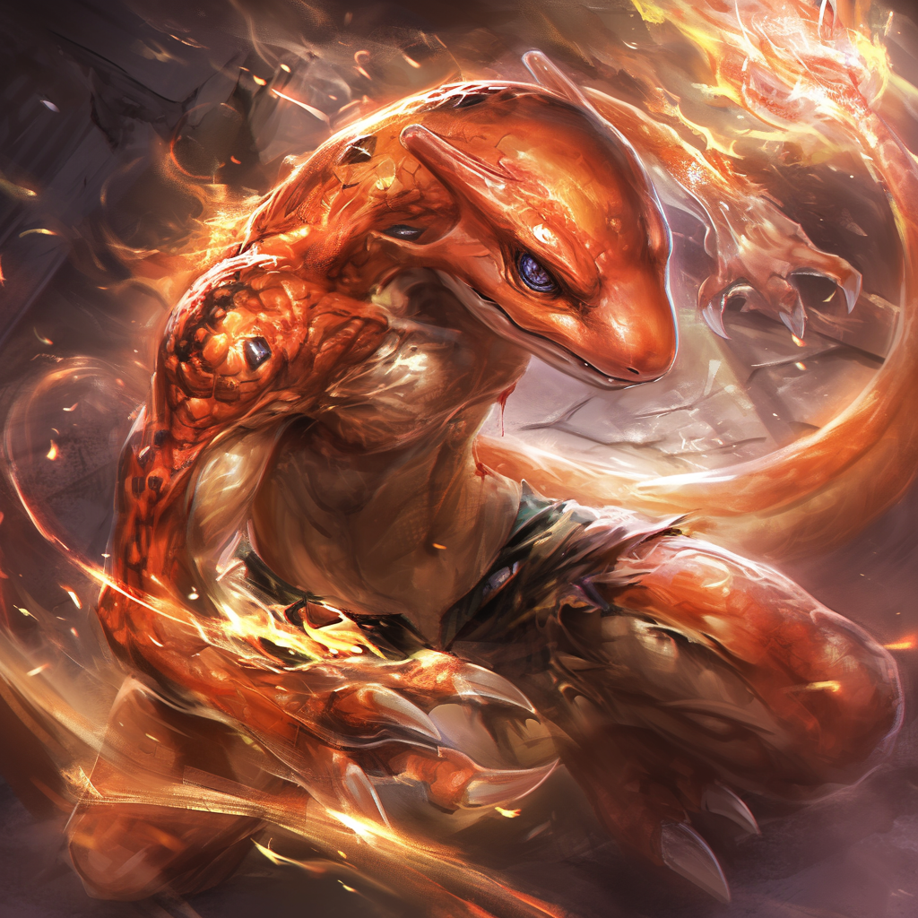 Charmander Pokemon Brushwork Design