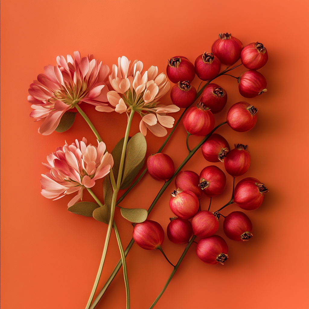 Red Clover Schizandra Berries Flowers