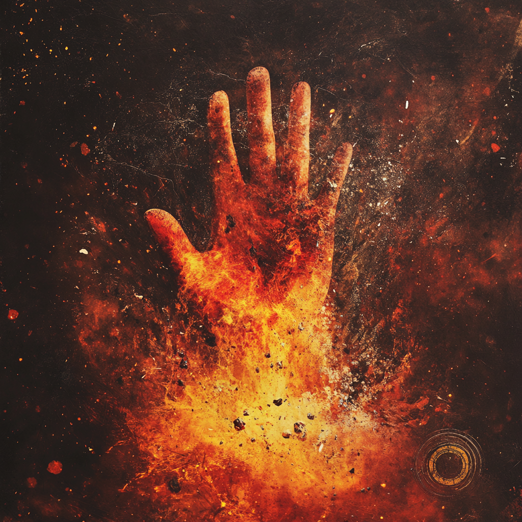 Red Female Hand Mudra Flames