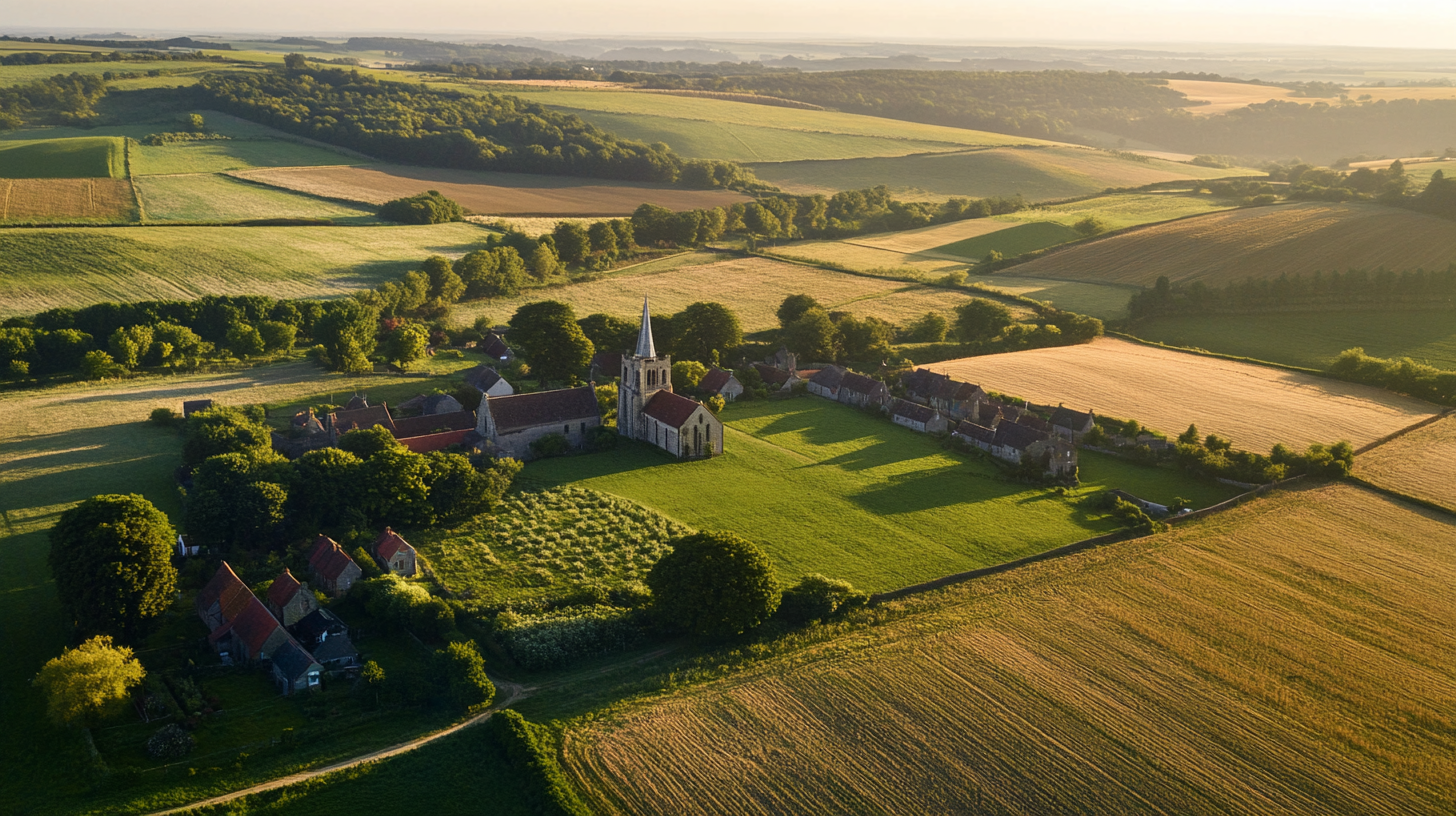 Vintage aerial view Folkington Sussex