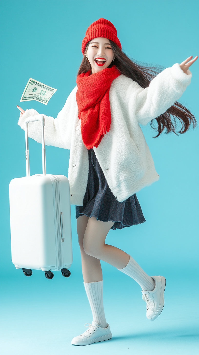 Asian Woman Traveling with Money