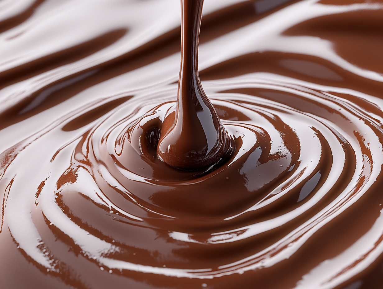 Shiny, flowing chocolate waves