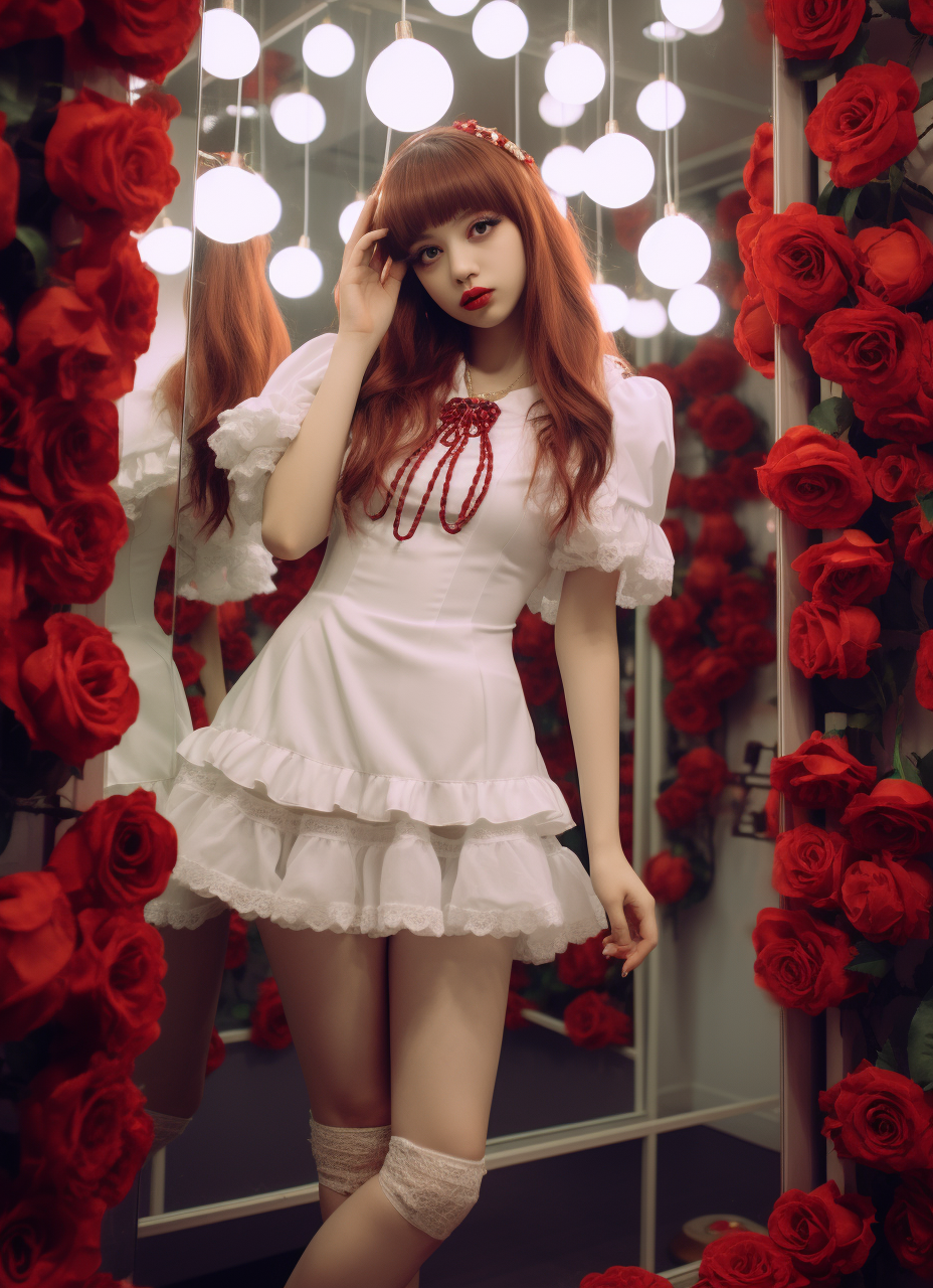 Red Roses Pearls Kawaii Aesthetic Skirt