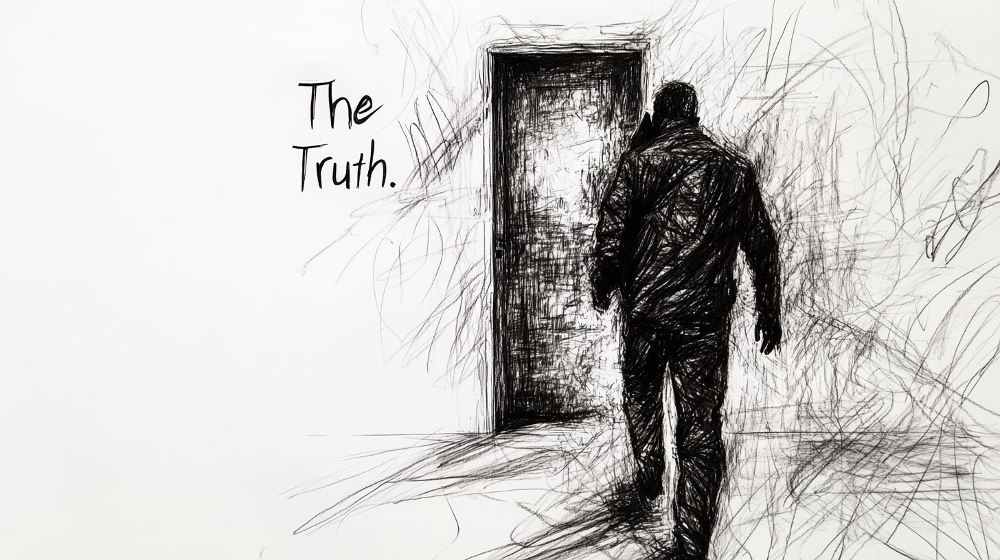 Sketch Figure Walking Away Truth Door