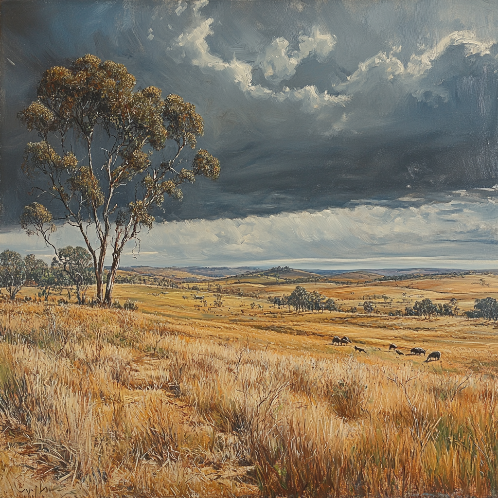 Australian landscape with dramatic sky