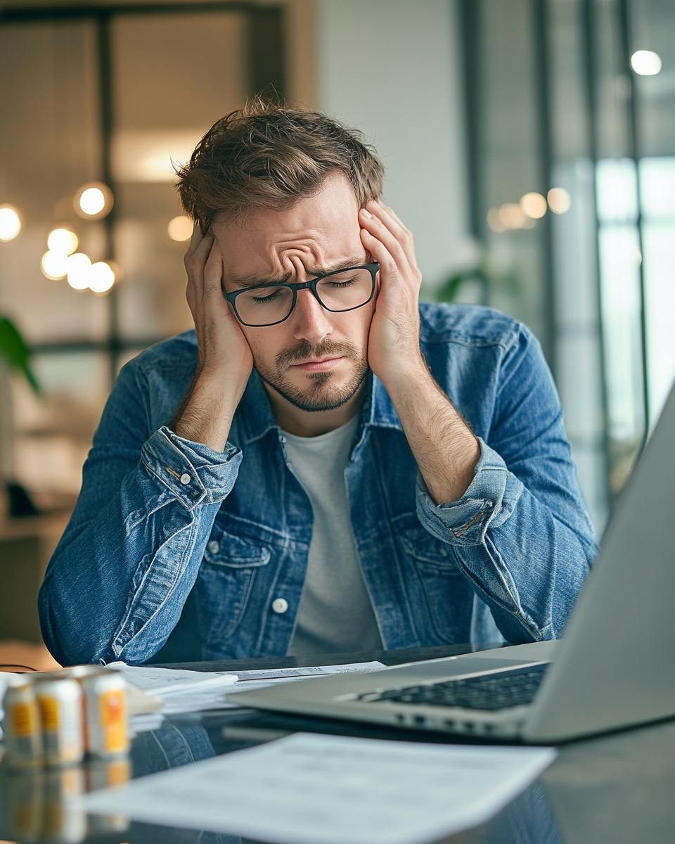 Man sitting sadly at desk