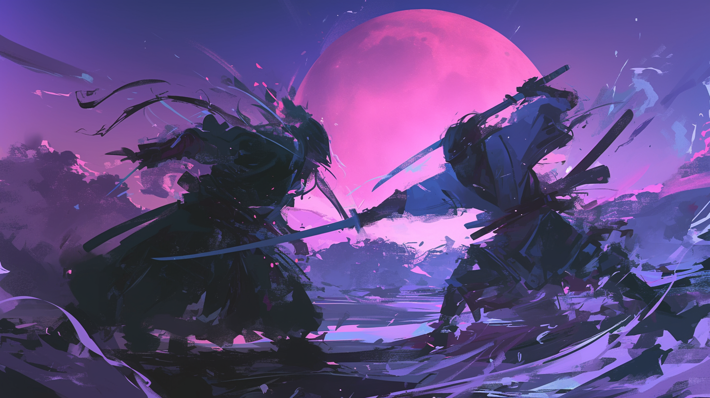 Samurai Ninja Duel Moonlight Shadows