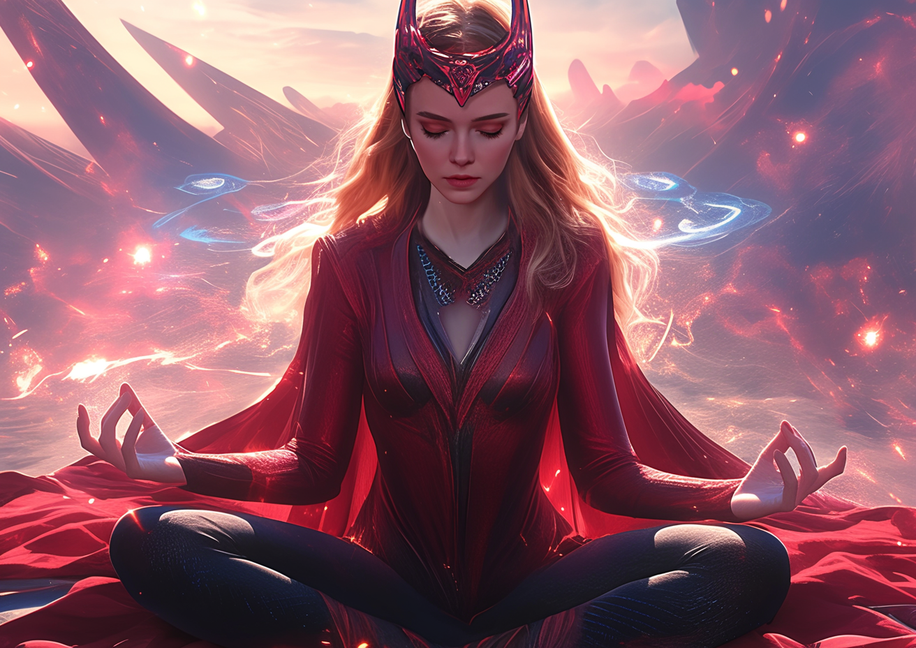 Scarlet Witch in Yoga Position