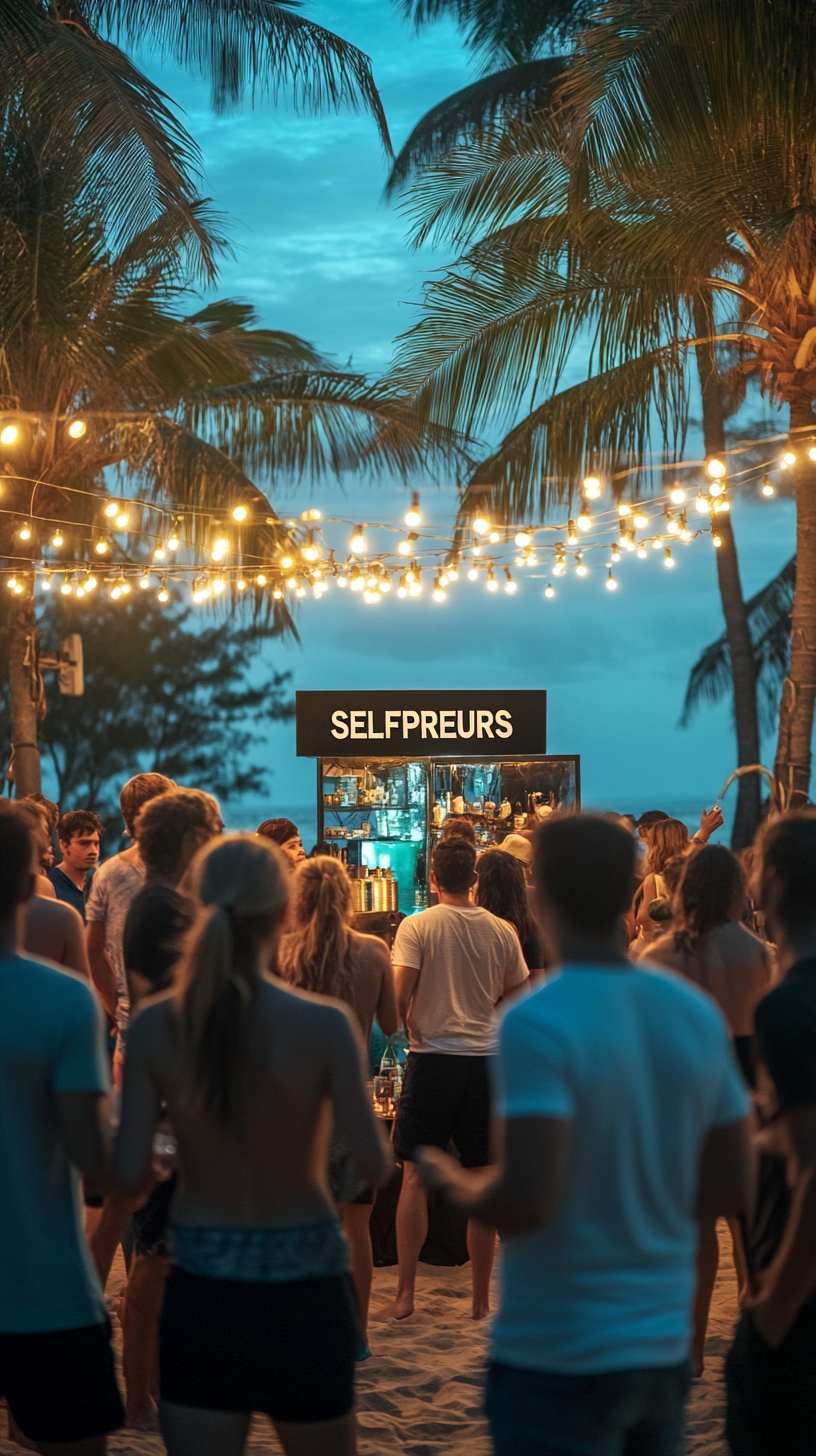 Selfpreneurs community gathering at beachfront event