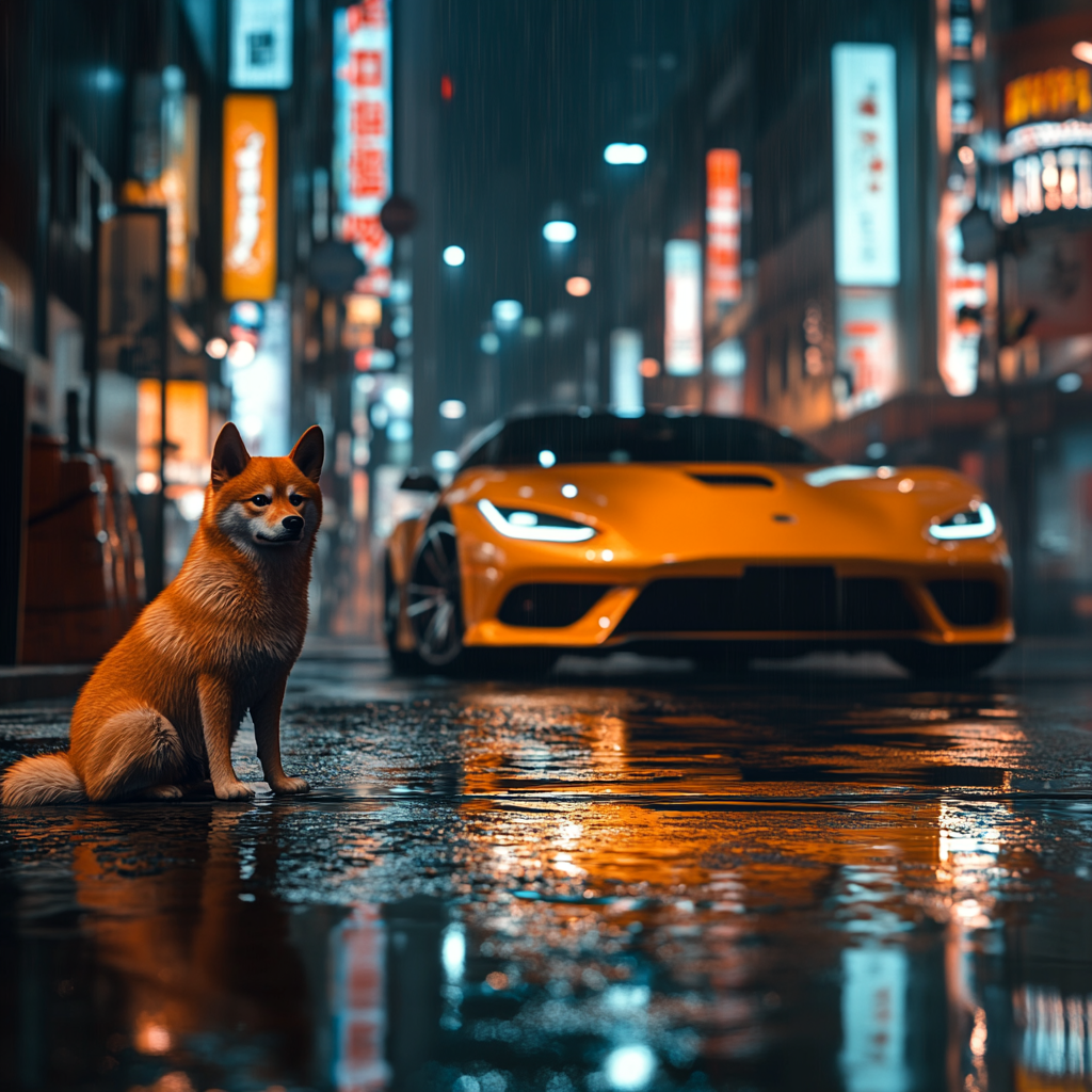 Shiba Inu by Japanese car