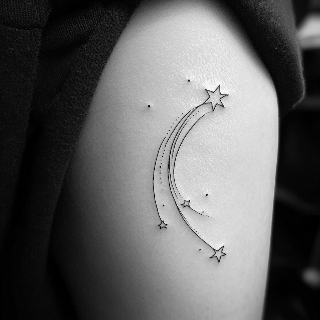 sleek shooting star tattoo design