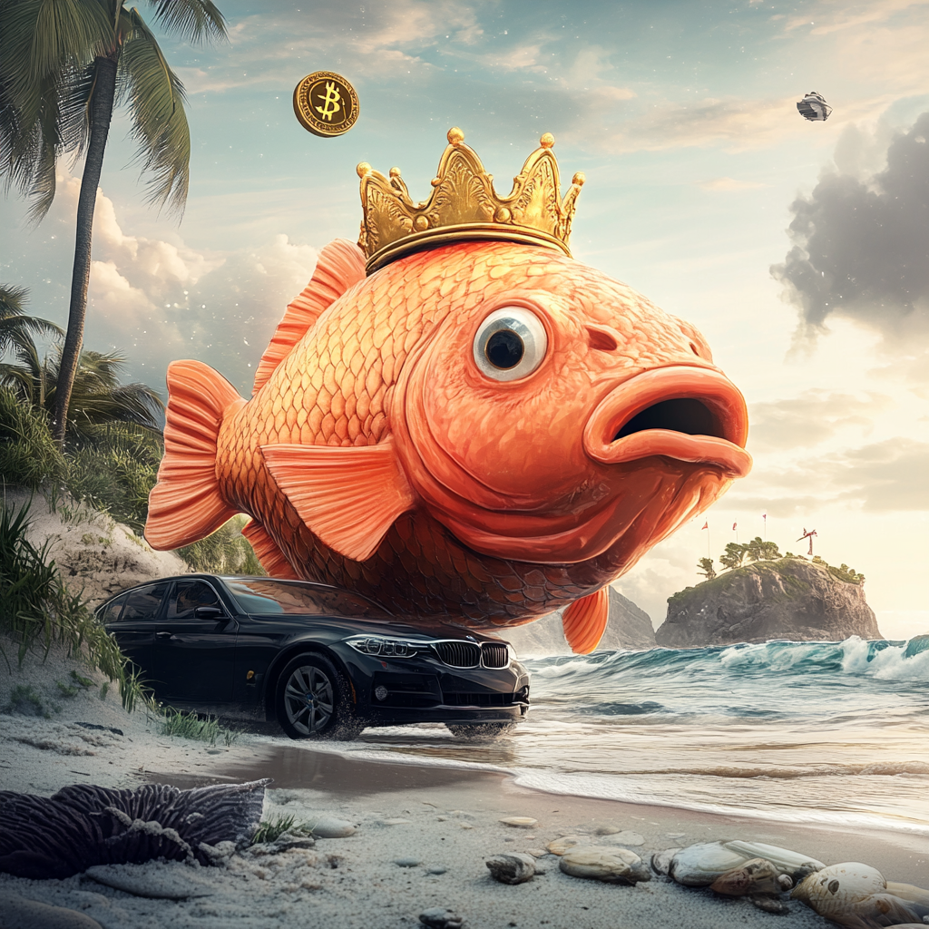 Cartoon orange fish with crown